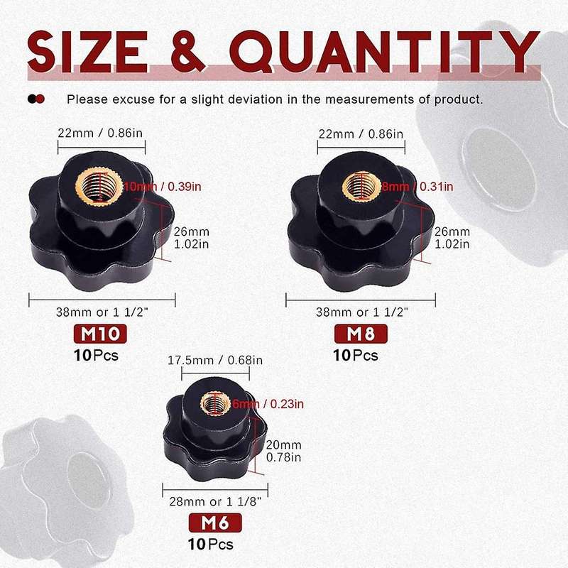M6/m8/m10 Plastic Screw On Type Knurled Clamping Nuts Knob(30 Pcs)