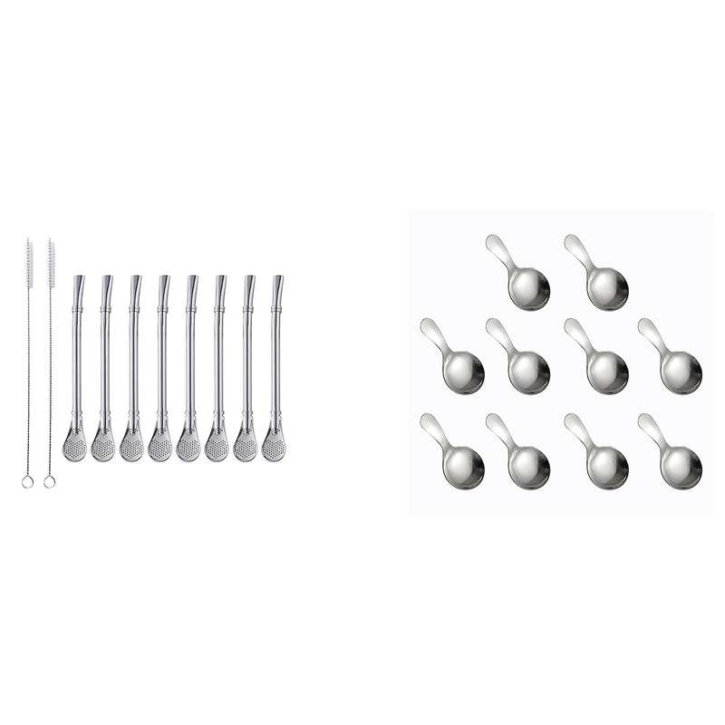3 In 1 Stainless Steel Straw Spoons for Drinks,6.2 Inch(silver)