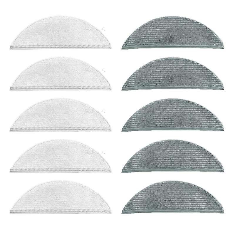 10pcs Cleaning Mop Cloth Gray and White Washable Cloth for Lydsto R1