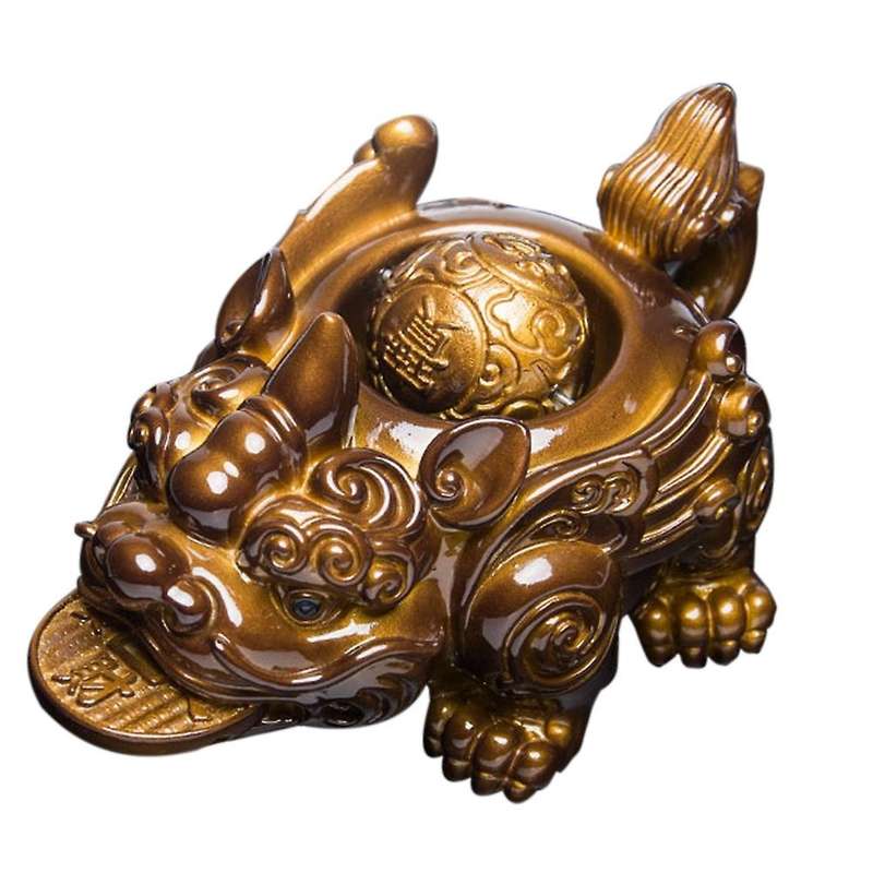 Tea Pet Decoration Toads Can Spray Water Table Tea Set Gold