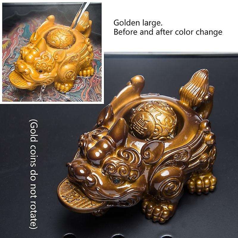 Tea Pet Decoration Toads Can Spray Water Table Tea Set Gold
