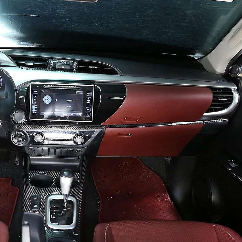 For Toyota Hilux Soft Carbon Fiber Car Central Control Board Cover