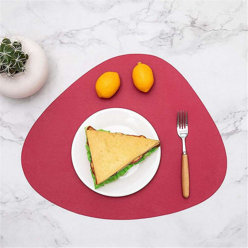Set Of 6 Triangle Oval Leather Place Mats Washable Place Mats E