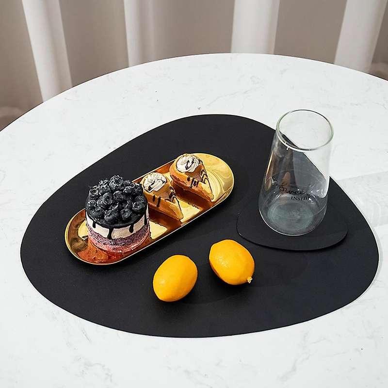 Set Of 6 Triangle Oval Leather Place Mats Washable Place Mats E
