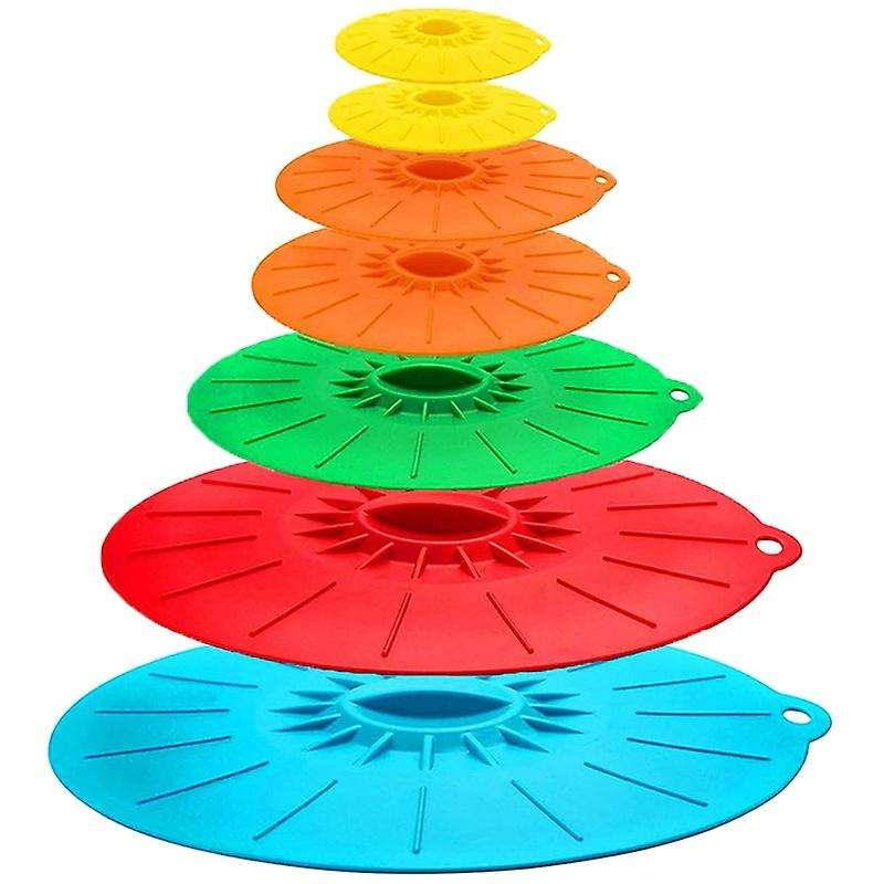 7 Pcs Heat Resistant Microwave Cover - Various Sizes Silicone Lids
