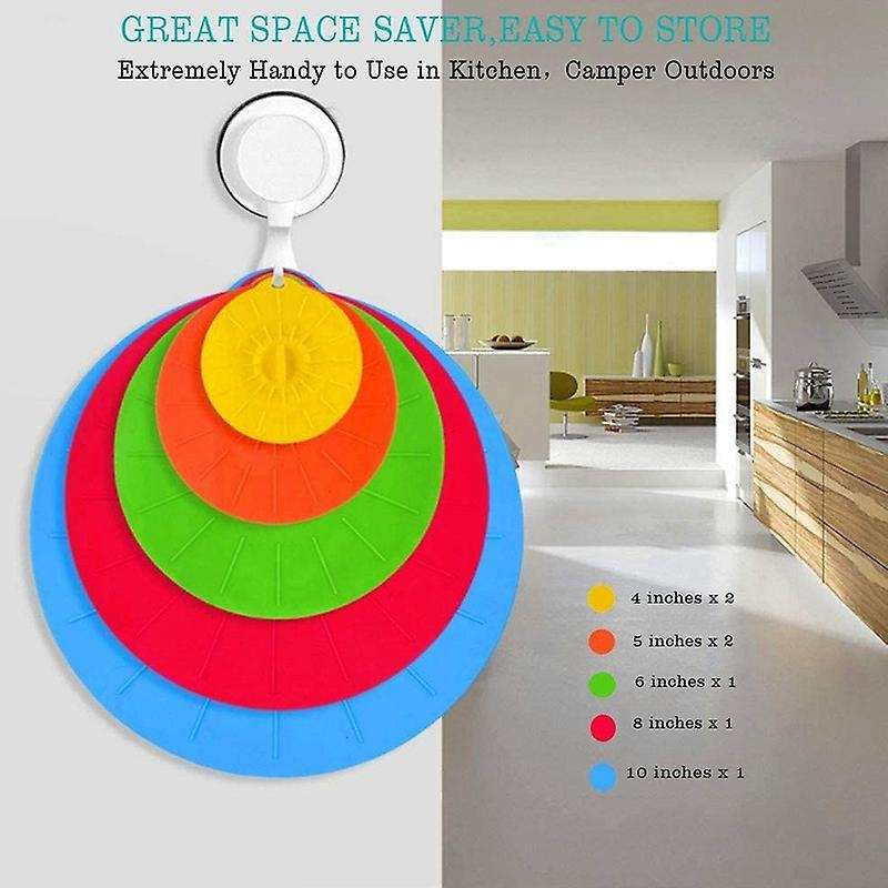 7 Pcs Heat Resistant Microwave Cover - Various Sizes Silicone Lids