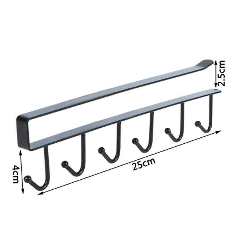 Iron Metal Kitchen Cabinet Hook Wardrobe Storage Rack 6 Row Hooks