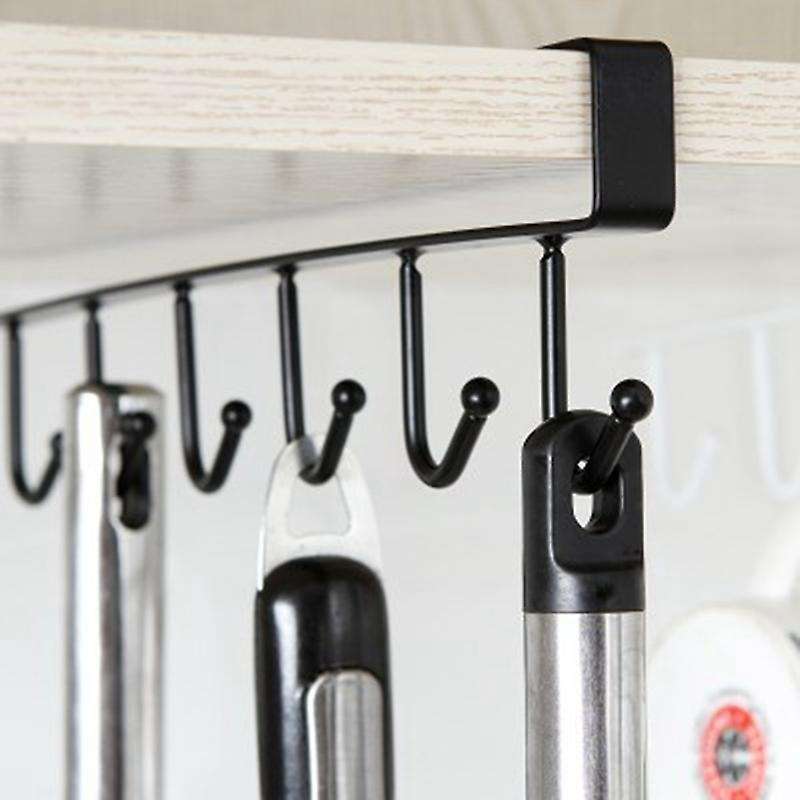 Iron Metal Kitchen Cabinet Hook Wardrobe Storage Rack 6 Row Hooks