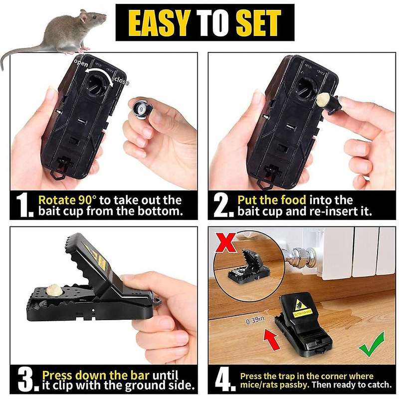 Mouse Traps, Small Rat Trap That Work, Detachable Bait Cup Safe
