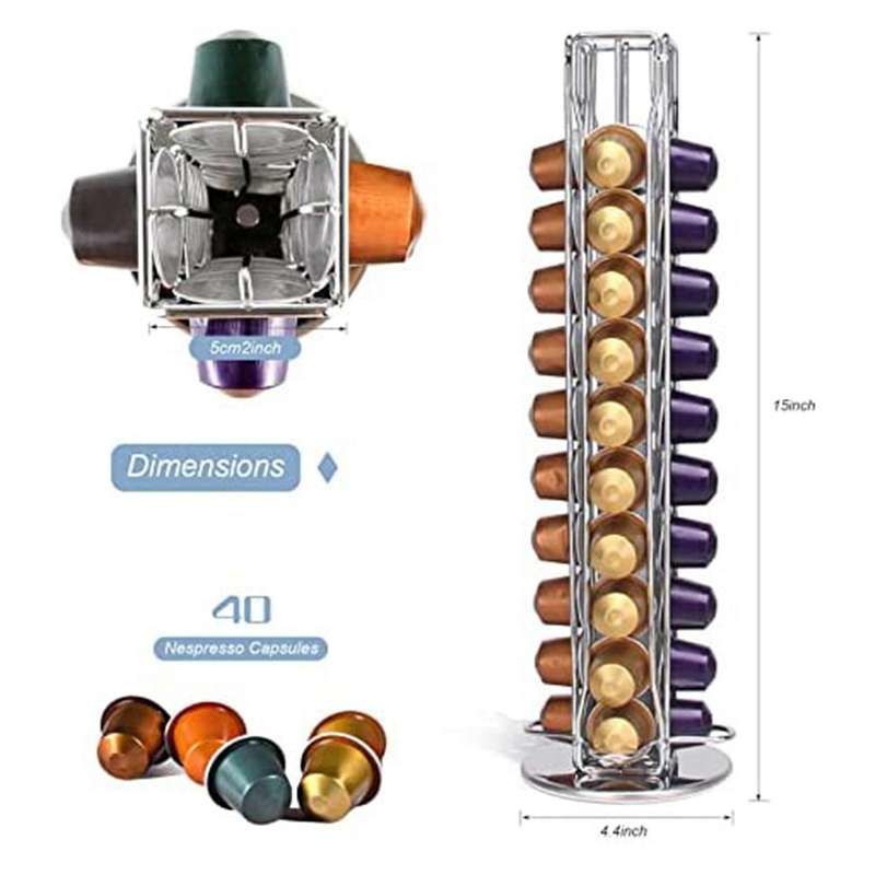 Coffee Capsule Holder for Coffee Pod Storage 40 Capsules Rotating