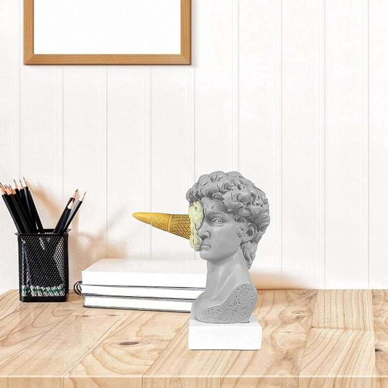 Ice Cream Smashing David Statue David Head Bust Statue Porch Decor C