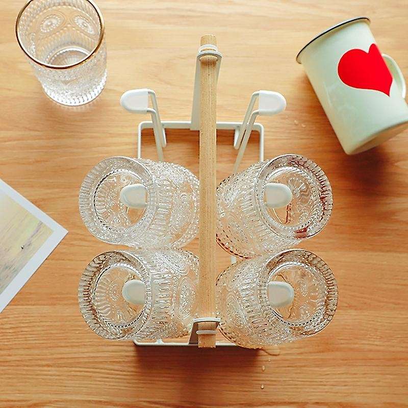 Vintage Wrought Iron Cup Holder Drainer Storage Organizer Stand A