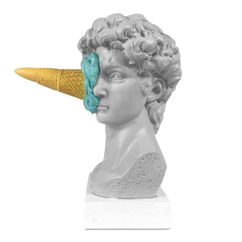 Ice Cream Smashing David Statue David Head Bust Statue Porch Decor A
