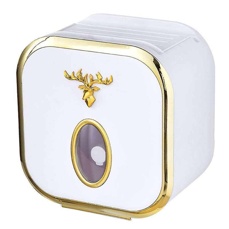 Toilet Tissue Box Draw Paper Box Punch-free Wall-mounted(white)