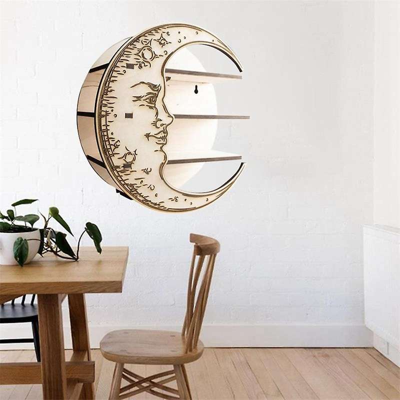 Crystal Display Essential Oil Shelf Moon Shelf Decor for Bedroom(b)
