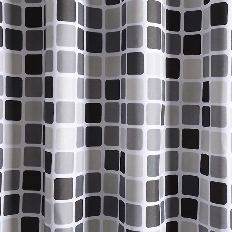 Black+white+gray Fabric Shower with 12 Hooks Bath Curtains 200x200cm