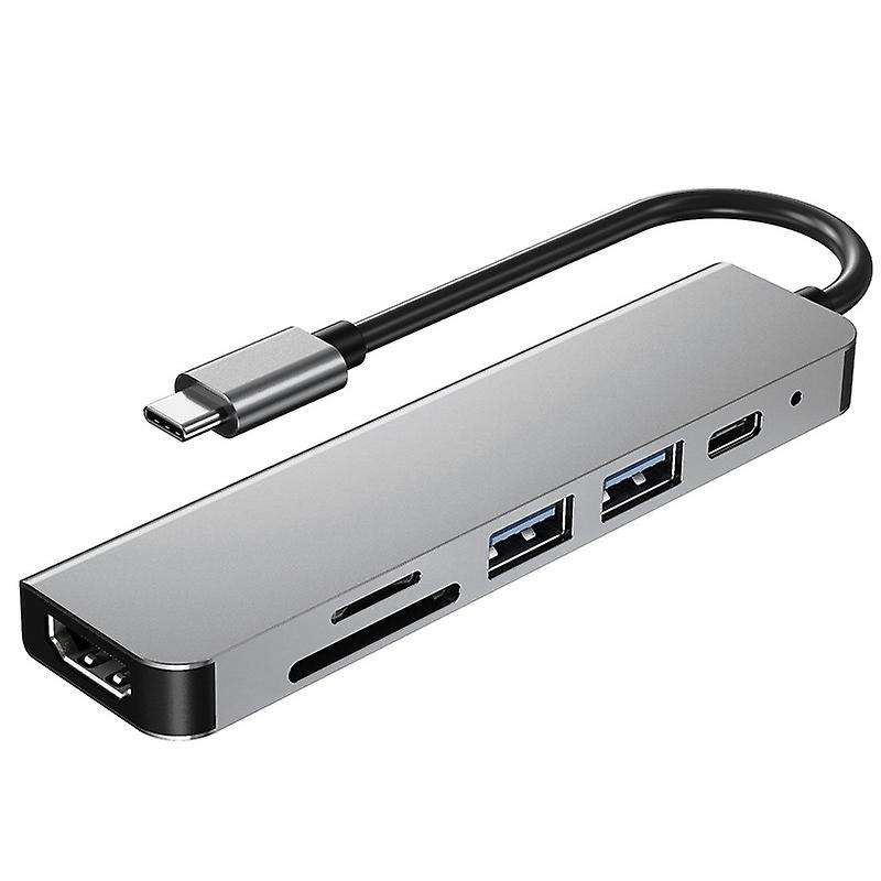 6 In 1 Usb Type C Hub Adapter with 4k 30hz Hdmi-multiport Reader