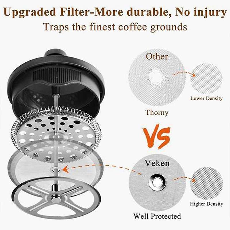 French Press Coffee Maker for Home Travel Camping (black, 1000 Ml)