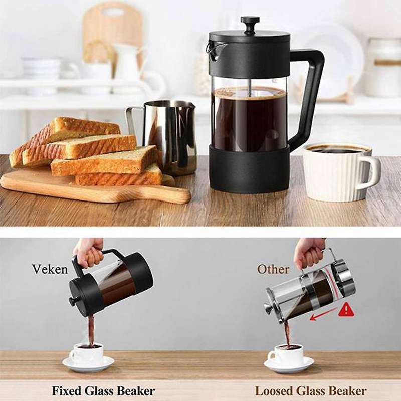French Press Coffee Maker for Home Travel Camping (black, 1000 Ml)