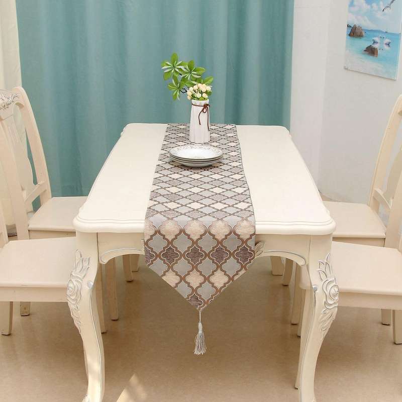 Table Runner Neo-classical Lattice Geometric Relief High-end Bed Flag