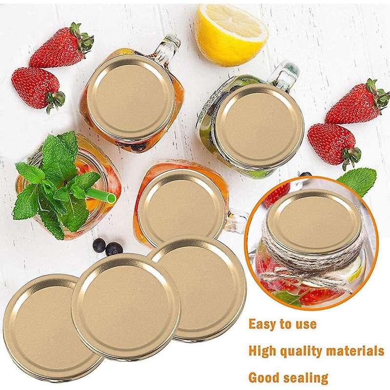 70mm Mason Jar Canning Lids,gold Lids with Silicone Seals Rings