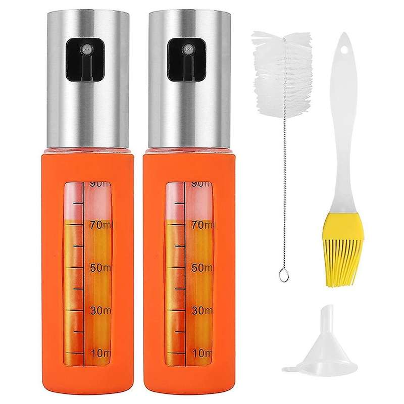2pcs 100ml Glass Oil Dispenser with Scale, Cleaning Brush,oil Brush