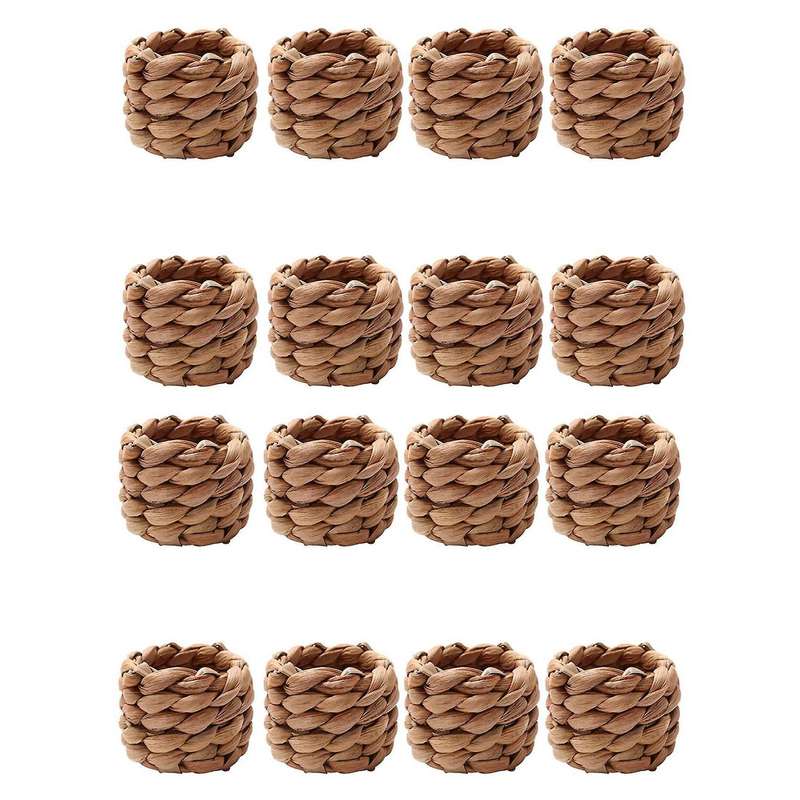 16 Pcs Country Style Woven Napkin Ring, Hand-woven Straw Napkin Ring