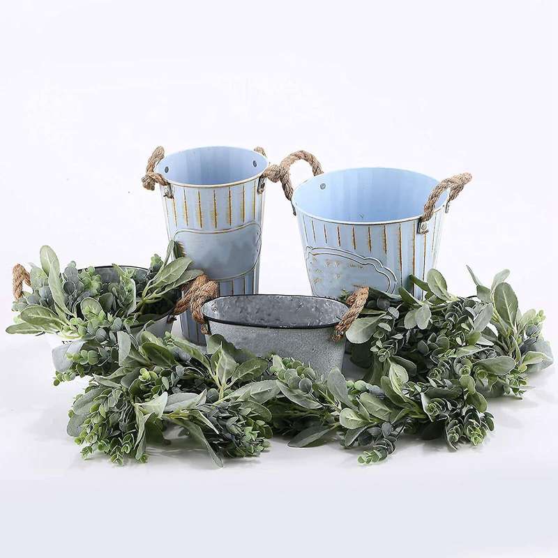 Faux Lambs Ear and Eucalyptus Garland - for Farmhouse Mantel