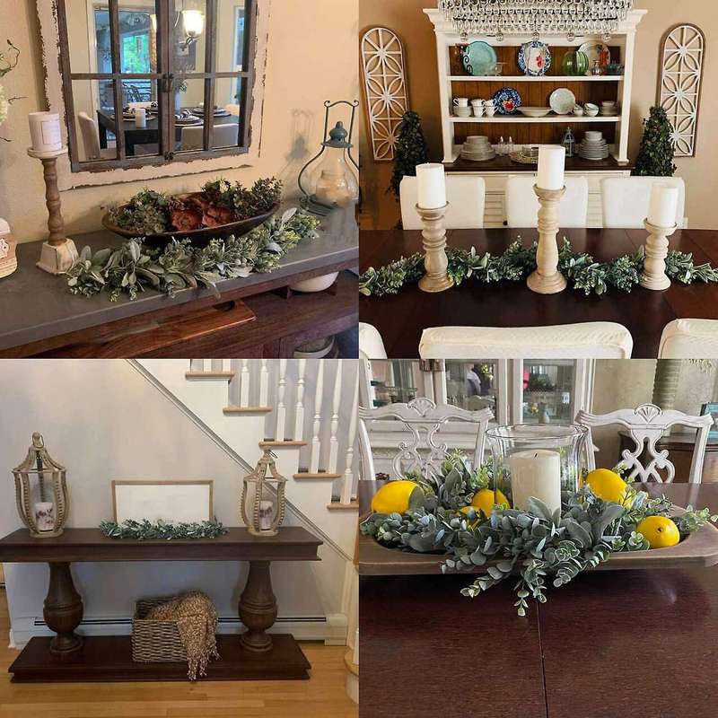 Faux Lambs Ear and Eucalyptus Garland - for Farmhouse Mantel