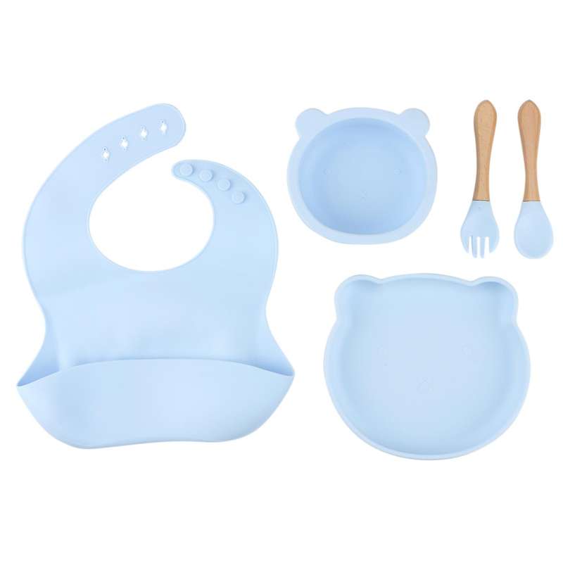 Children's Forks and Spoons Silicone Food Plate Feeding Plate Set 1