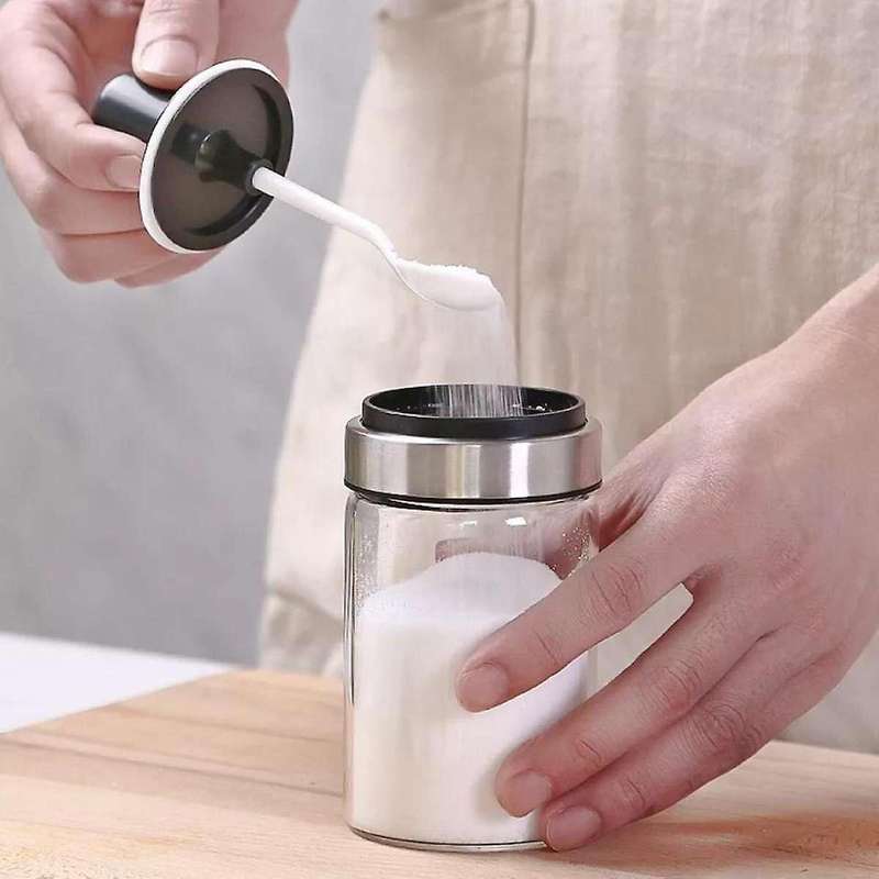 3 Pcs Glass Spice Jars Seasoning Box, with Spoon and Lid Design