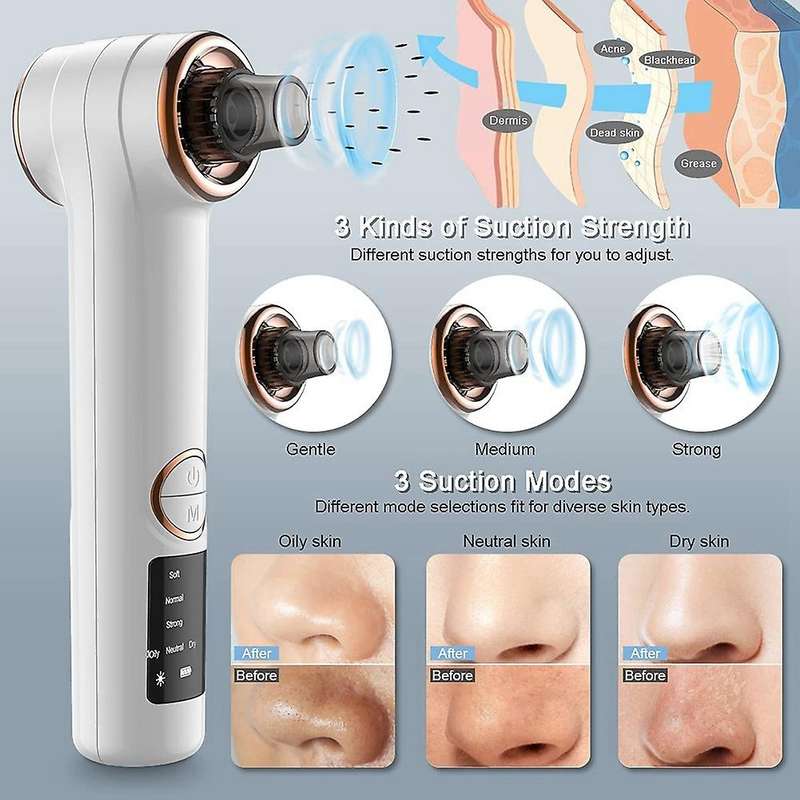 Electric Blackhead Remover Blackhead Extractor for Women & Men White