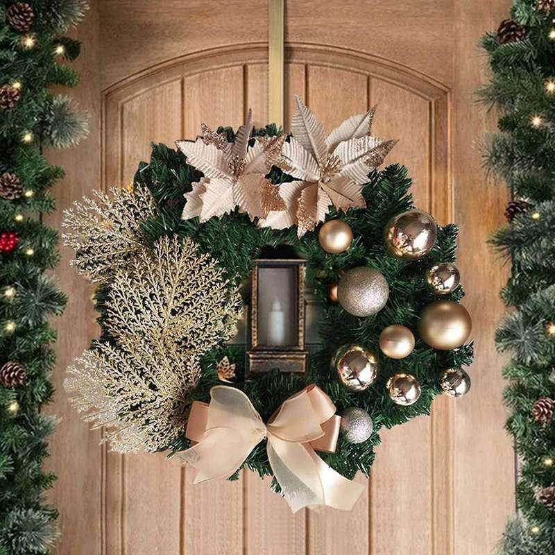 Elegant Champagne Gold Christmas Wreath Home Christmas Ornaments