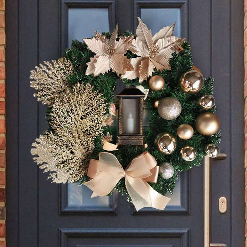 Elegant Champagne Gold Christmas Wreath Home Christmas Ornaments