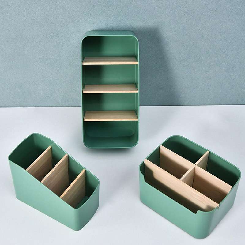 Desktop Makeup Organizer Storage Box for Living Room Bathroom Green