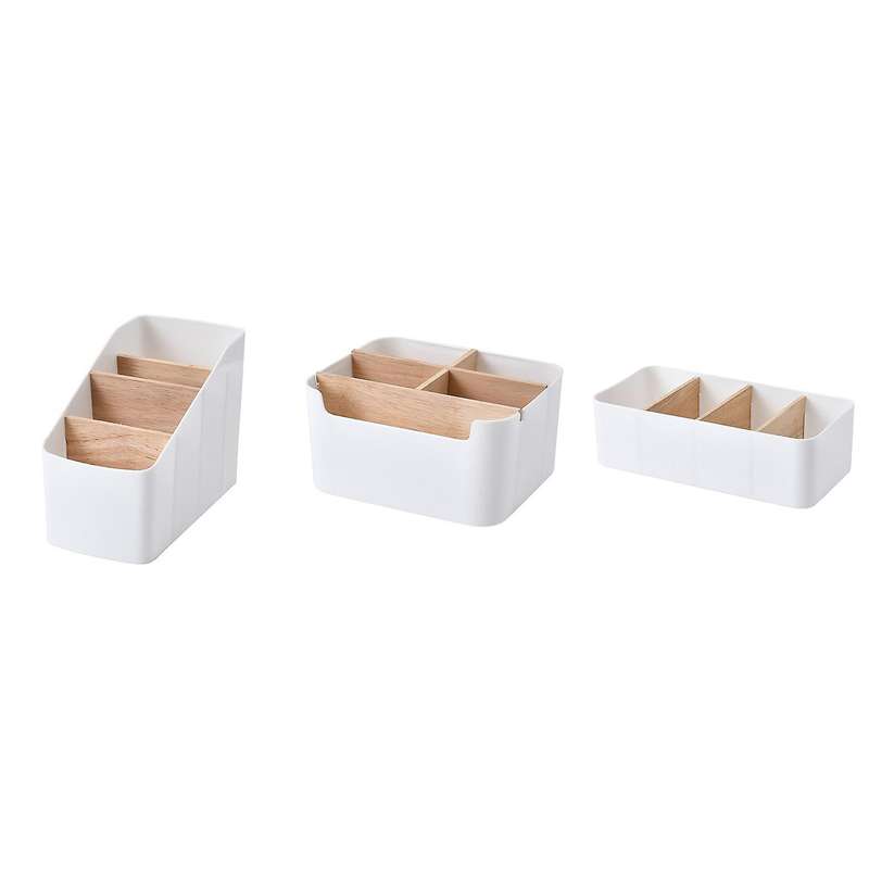 Desktop Makeup Organizer Storage Box for Living Room Bathroom White