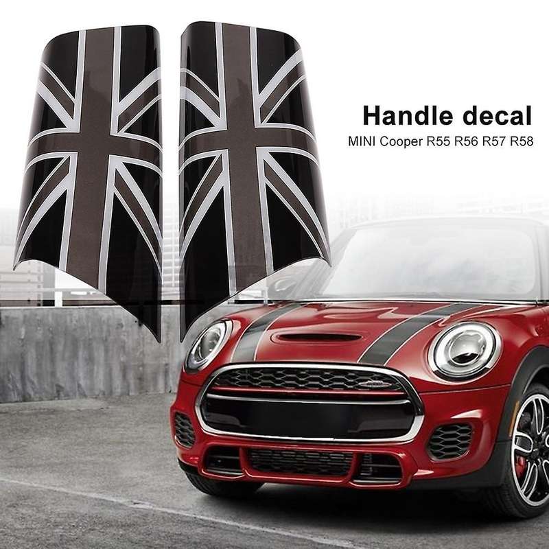 Gray Union Jack Car Door Handle Decals for Mini Cooper R55 R56 R57