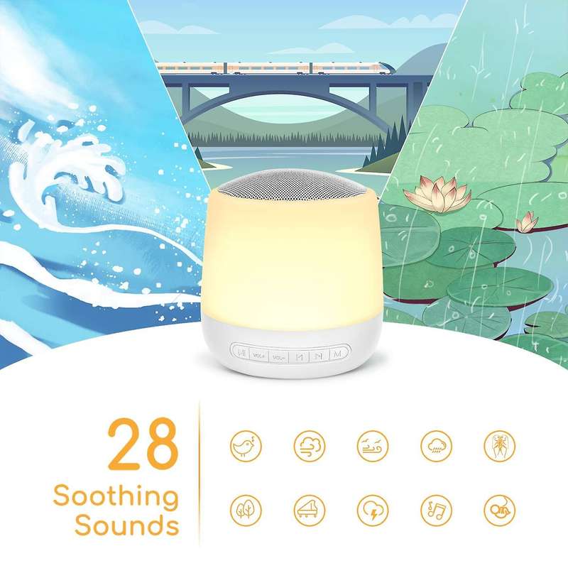 White Noise Machine with Night Light for Kids with Press Control