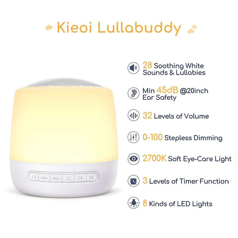 White Noise Machine with Night Light for Kids with Press Control