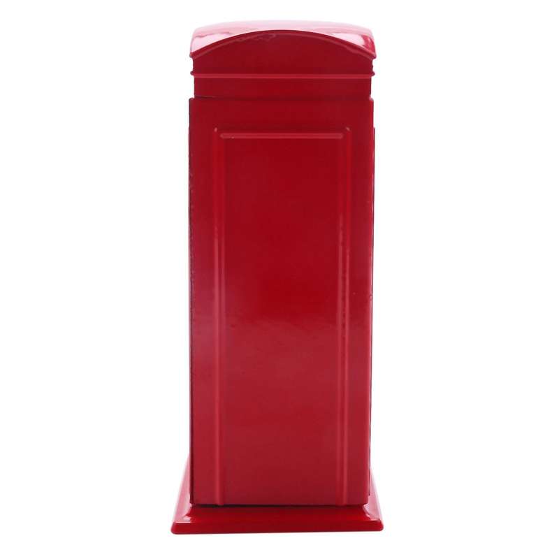 Metal Red London Telephone Booth Bank Coin Bank 140x60x60mm