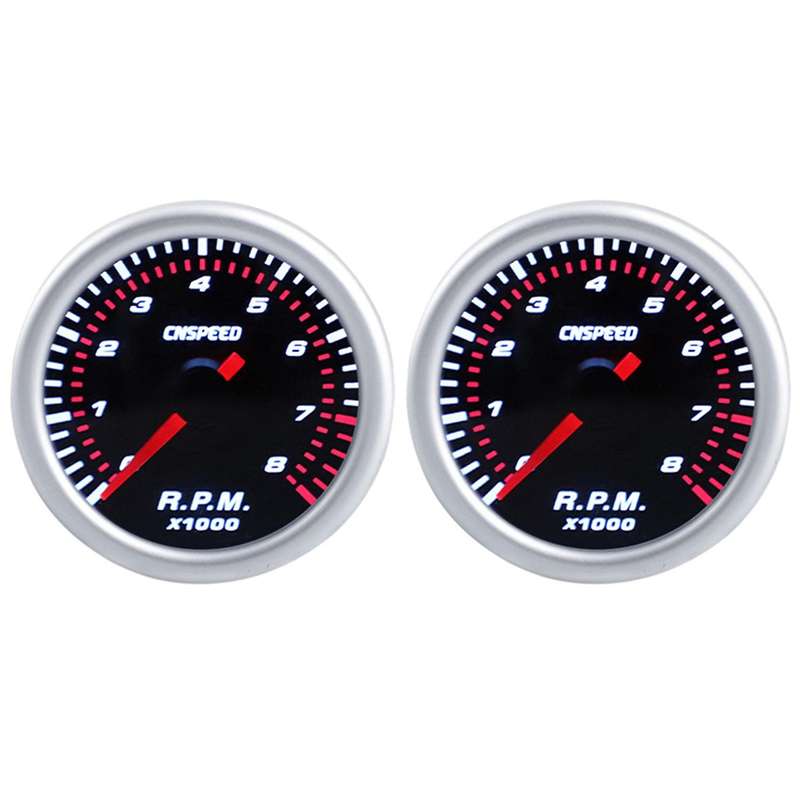 Cnspeed 52mm Auto Car Tachometer Tacho Gauge 0-8000 Rpm 12v White