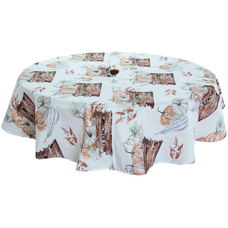 60 Inch Indoor and Outdoor Tablecloth with Umbrella Hole and Zipper
