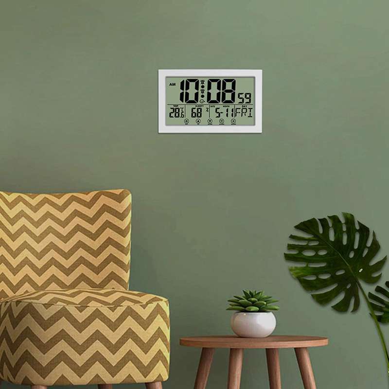 Touch Screen Digital Wall Clock Mute with Snooze Mode Luminous