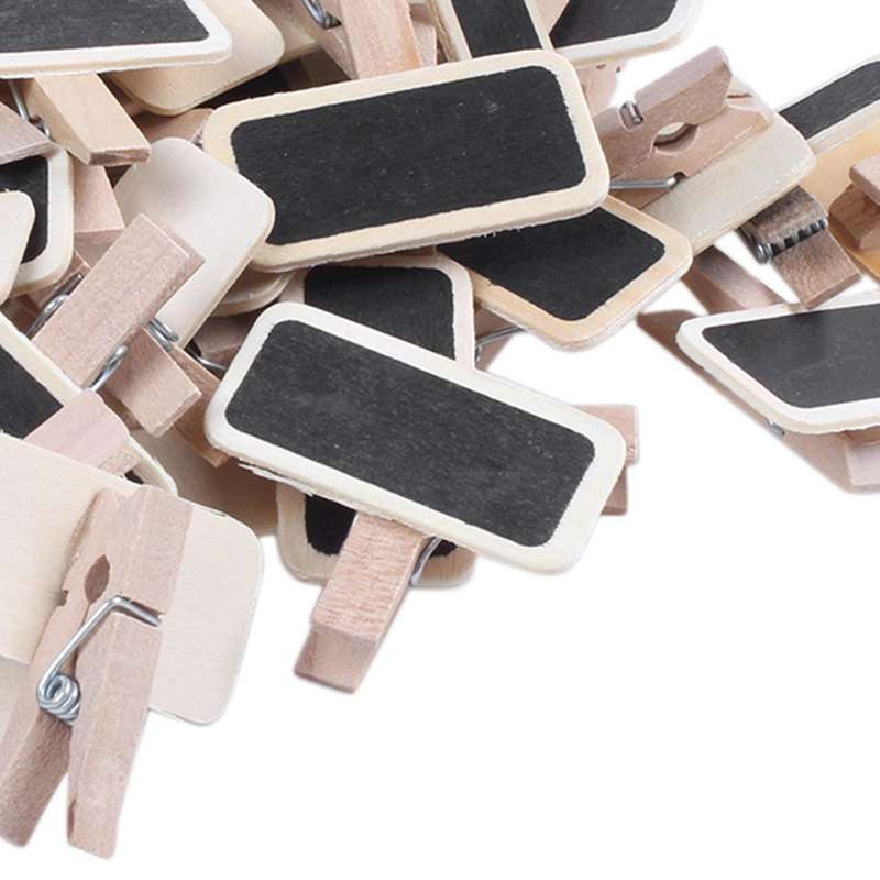250 Mini Blackboard Wood Message Slate Rectangle Clip Clip Panel Card