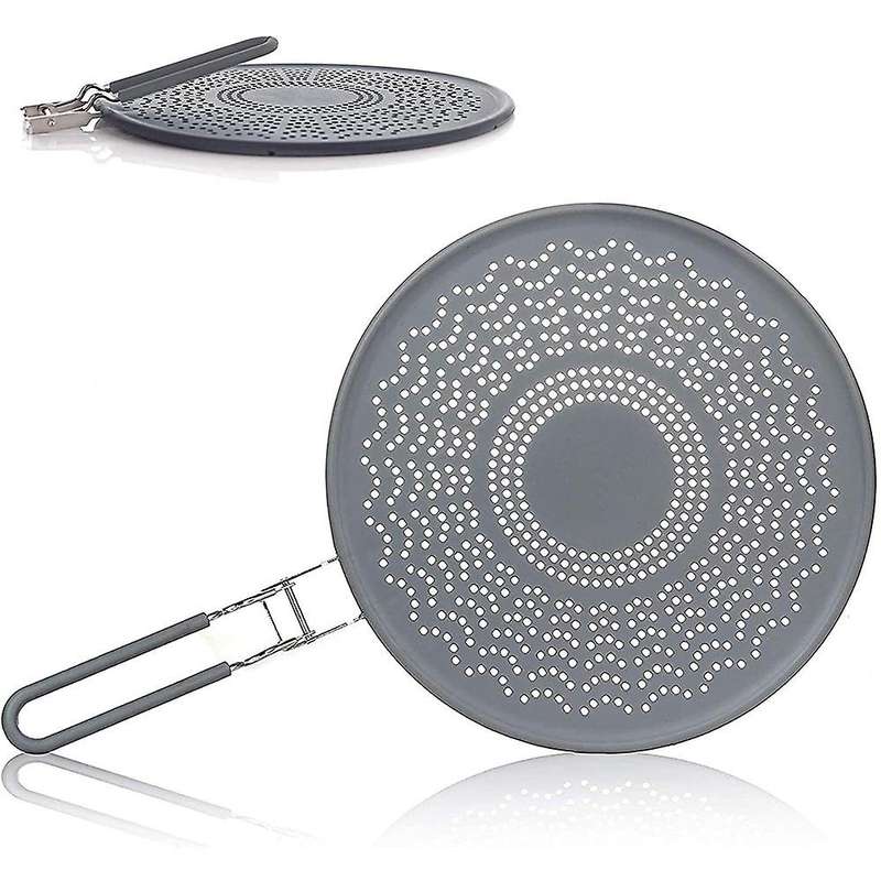 Grease Splatter Guard with Folding Handle,for Cooking,13 Inch,gray