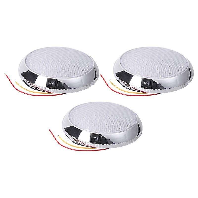 3x 12v Car Round Ceiling Interior Light Boat Rv Surface Ceiling Light