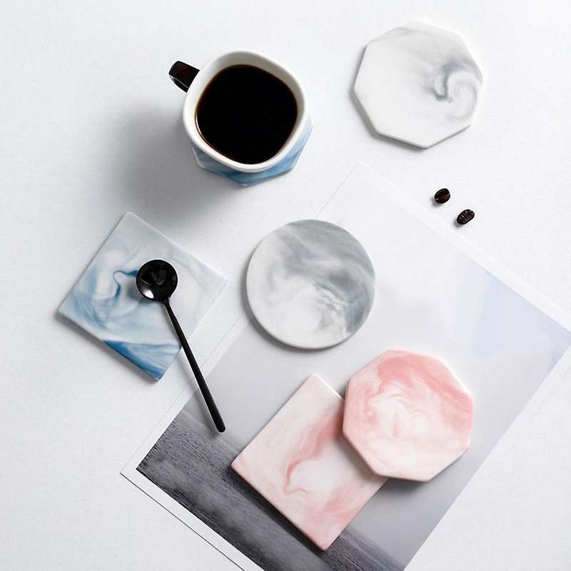 Marble Cork Coaster Ins Nordic Ceramic Anti-scalding Saucer Pink