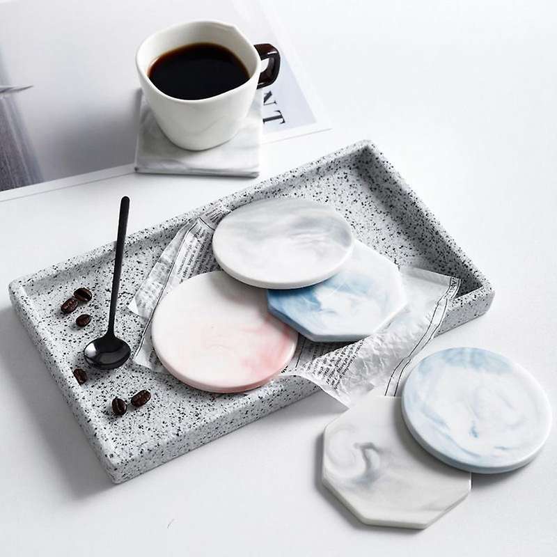 Marble Cork Coaster Ins Nordic Ceramic Anti-scalding Saucer Pink