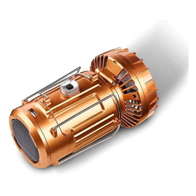 3 In 1 Led Camping Lantern with Fan, for Emergency,gold Us Plug