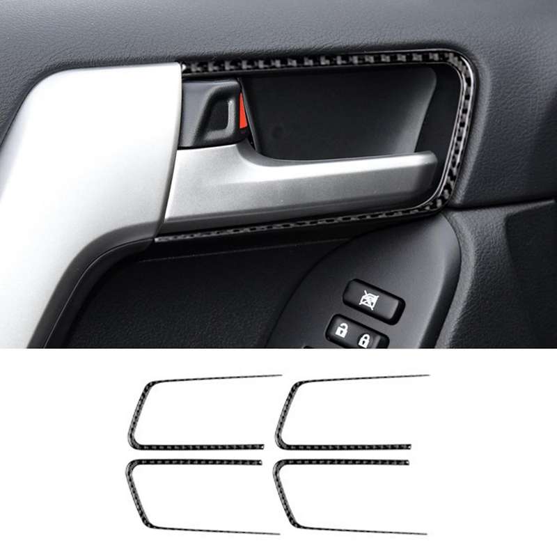 4pcs Carbon Fiber Inner Arm Door Bowl Handle Trim Frame Cover
